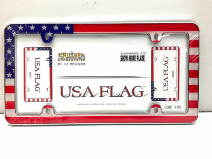 Cruiser 23003 USA Flag License Plate Frame, Chrome