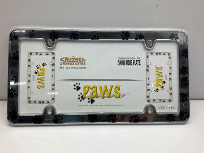 Cruiser 23033 Paws License Plate Frame - Chrome, White