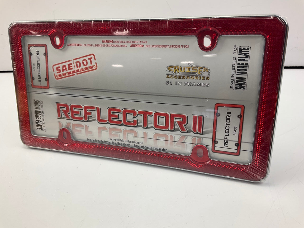 Cruiser 30436 Red Reflector II License Plate Frame, Red/Chrome, Safety