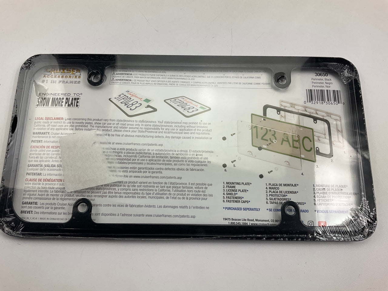 Cruiser 30650 Perimeter License Plate Frame, Black