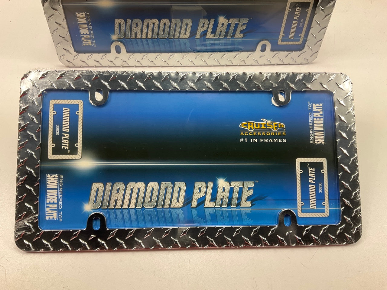 (2) Cruiser 30830 Diamond Plate License Plate Frame, Chrome