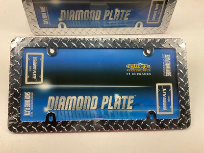 (2) Cruiser 30830 Diamond Plate License Plate Frame, Chrome