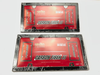 (2) Cruiser 58098 Carbon Fiber II License Plate Frames Carbon Fiber/Black Chrome