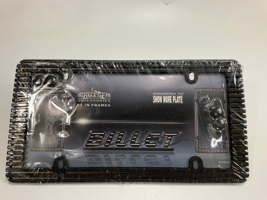 Cruiser 58300 License Plate Frame, Black Billet Design Accented In Gold