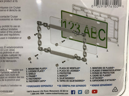 (2) Cruiser 76100 Tuf Flat Shield License Plate Frame, Clear