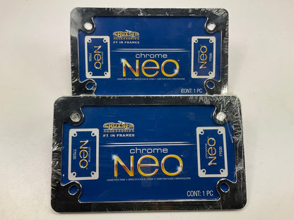 (2) Cruiser 77030 UNIVERSAL Motorcycle License Plate MC NEO CHROME Frame