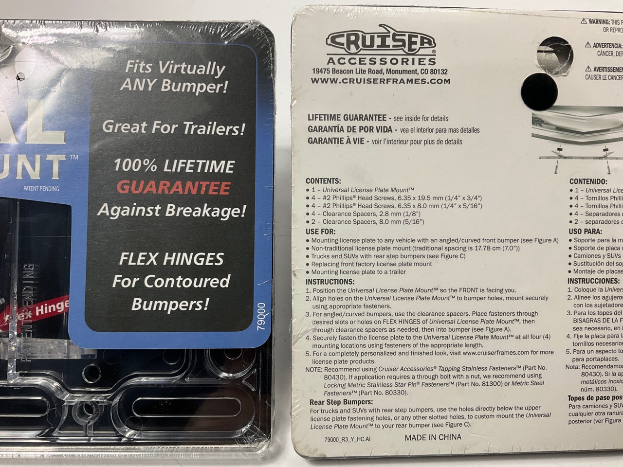 (2) Cruiser 79000 UNIVERSAL License Plate Frame Mounts W/ Hardware