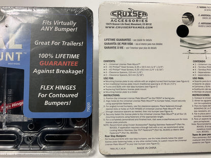 (2) Cruiser 79000 UNIVERSAL License Plate Frame Mounts W/ Hardware
