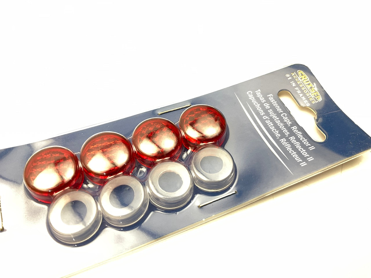 Cruiser 82226 Reflector II License Plate Frame Fastener Cover Caps, Red