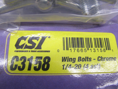 (x4)  CSI C3158 Valve Cover WING BOLTS-CHROME 1/4-20