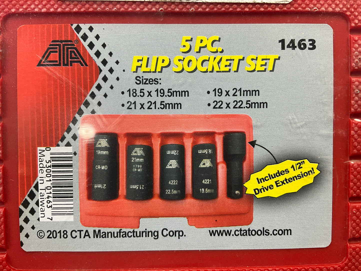 CTA 1463 Impact Flip Socket Set - Half Sizes For Damaged Swollen Wheel Bolts