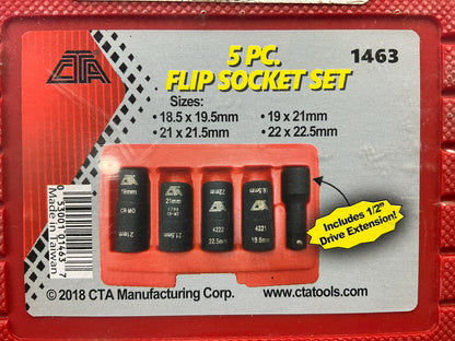 CTA 1463 Impact Flip Socket Set - Half Sizes For Damaged Swollen Wheel Bolts