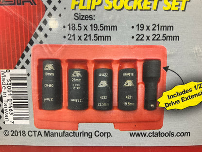 CTA 1463 Impact Flip Socket Set - Half Sizes For Damaged Swollen Wheel Bolts