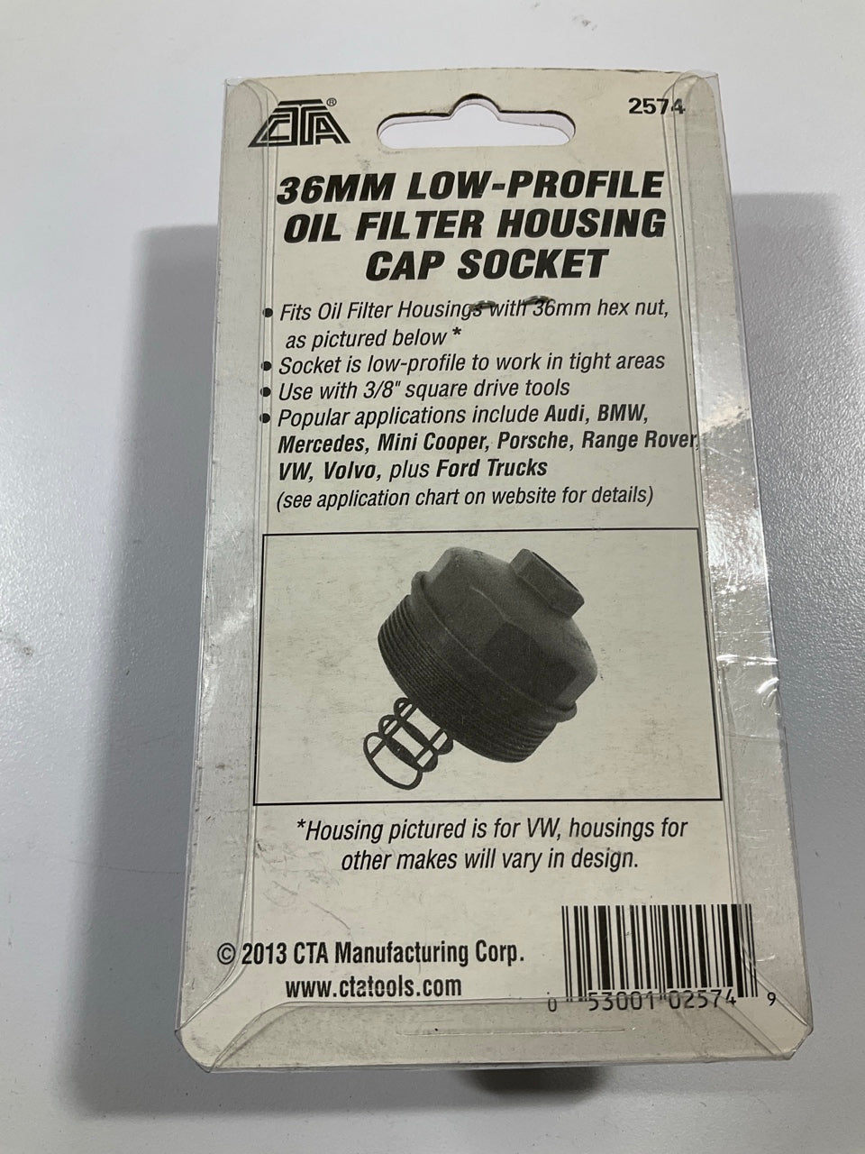 CTA 2574 Engine Oil Filter Cap Socket - 36mm Low Profile, 3/8'' Drive