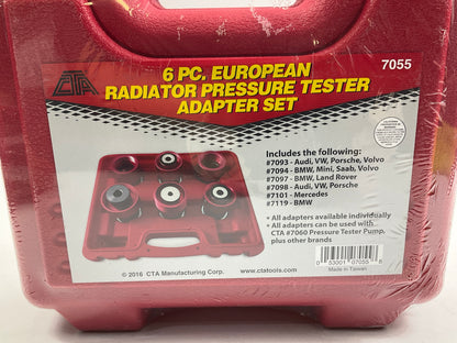 CTA 7055 6-Piece Radiator Coolant System Pressure Tester Adapter Kit - Euro