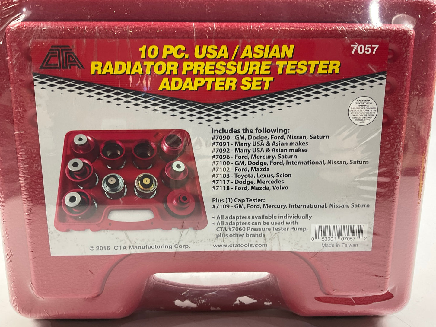 CTA 7057 10 Piece USA / ASIAN Radiator Coolant Pressure Tester Adapter Tool Kit