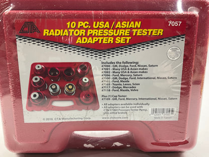 CTA 7057 10 Piece USA / ASIAN Radiator Coolant Pressure Tester Adapter Tool Kit