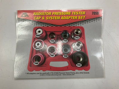 CTA 7059 Radiator Cooling System & Cap Pressure Tester Adapter Kit, 10 Piece