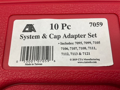 CTA 7059 Radiator Cooling System & Cap Pressure Tester Adapter Kit, 10 Piece