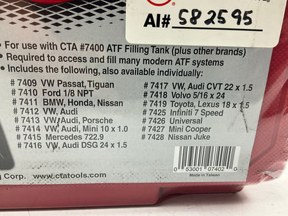 CTA Tools 7402 Automatic Transmission Fluid ATF Filler Adapter Kit, 15 Pieces