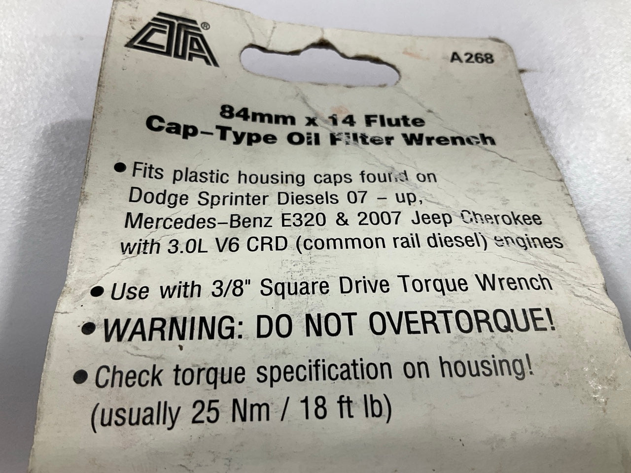 CTA A268 Oil Filter Housing Cap Wrench 2007-Up Sprinter DIESEL, 84MM X 14 Flute