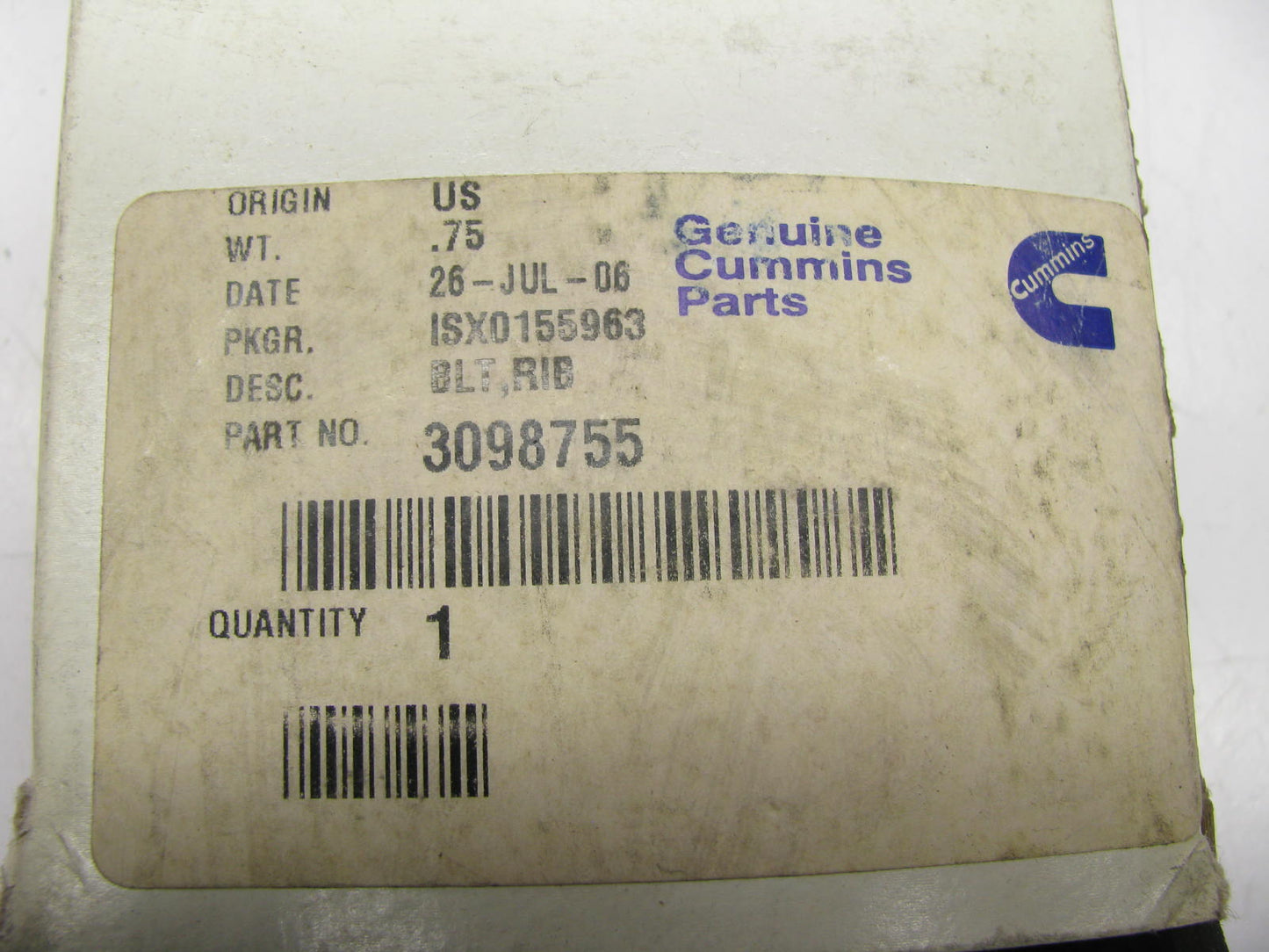NEW - OEM Cummins  3098755 Serpentine Drive Belt