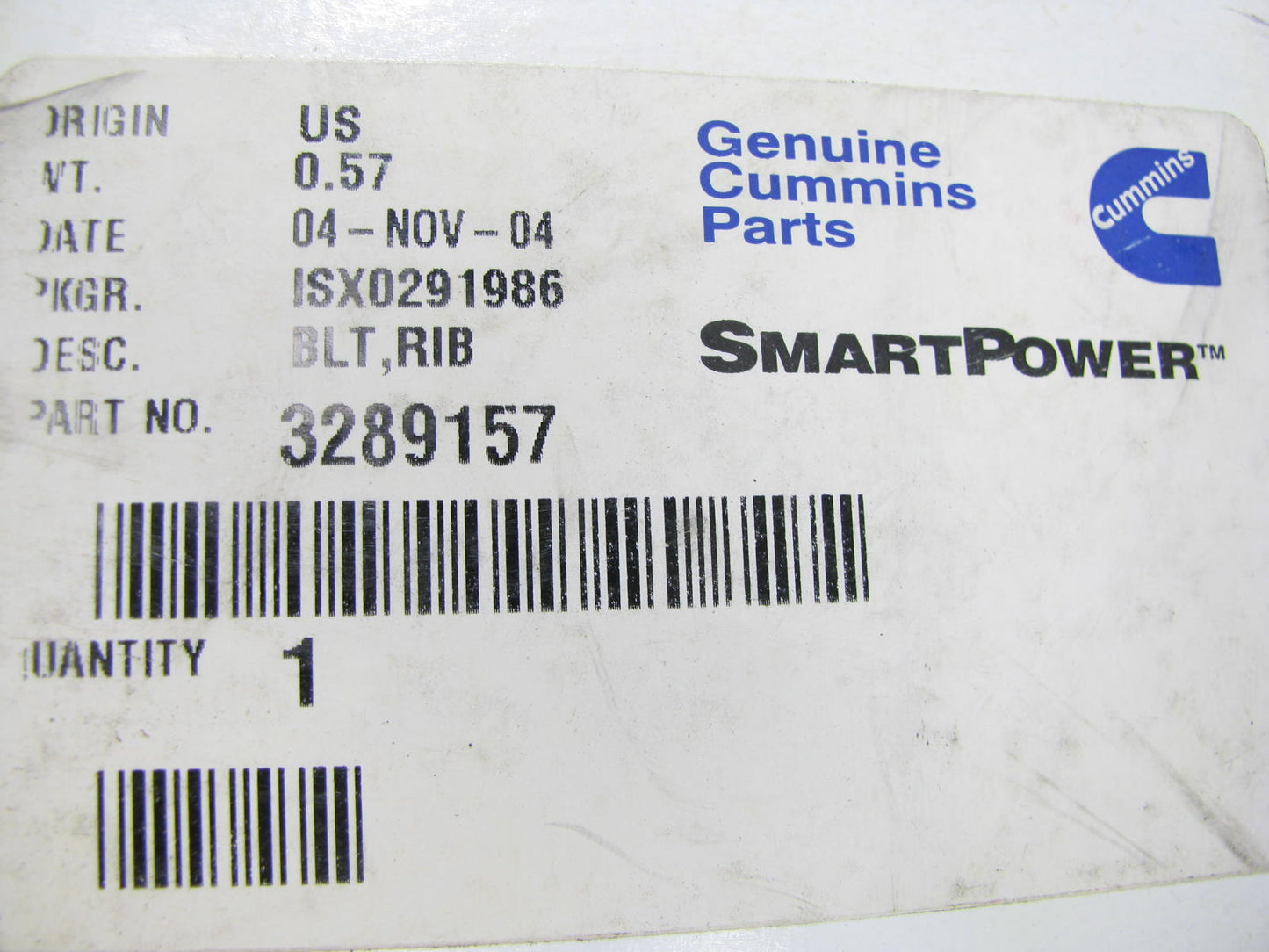 NEW - OEM Cummins 3829157 Serpentine Belt - 1.12'' X 68.00'' - 8 Ribs