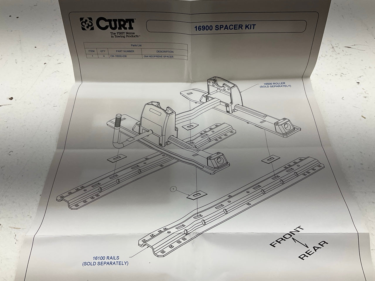 CURT 16570 R24 5th Wheel Roller For Short Bed Trucks, 24,000 Lbs