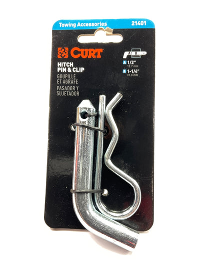 CURT 21401 Trailer Hitch Pin & Clip 1/2-Inch Diameter For 1-1/4-Inch Receiver