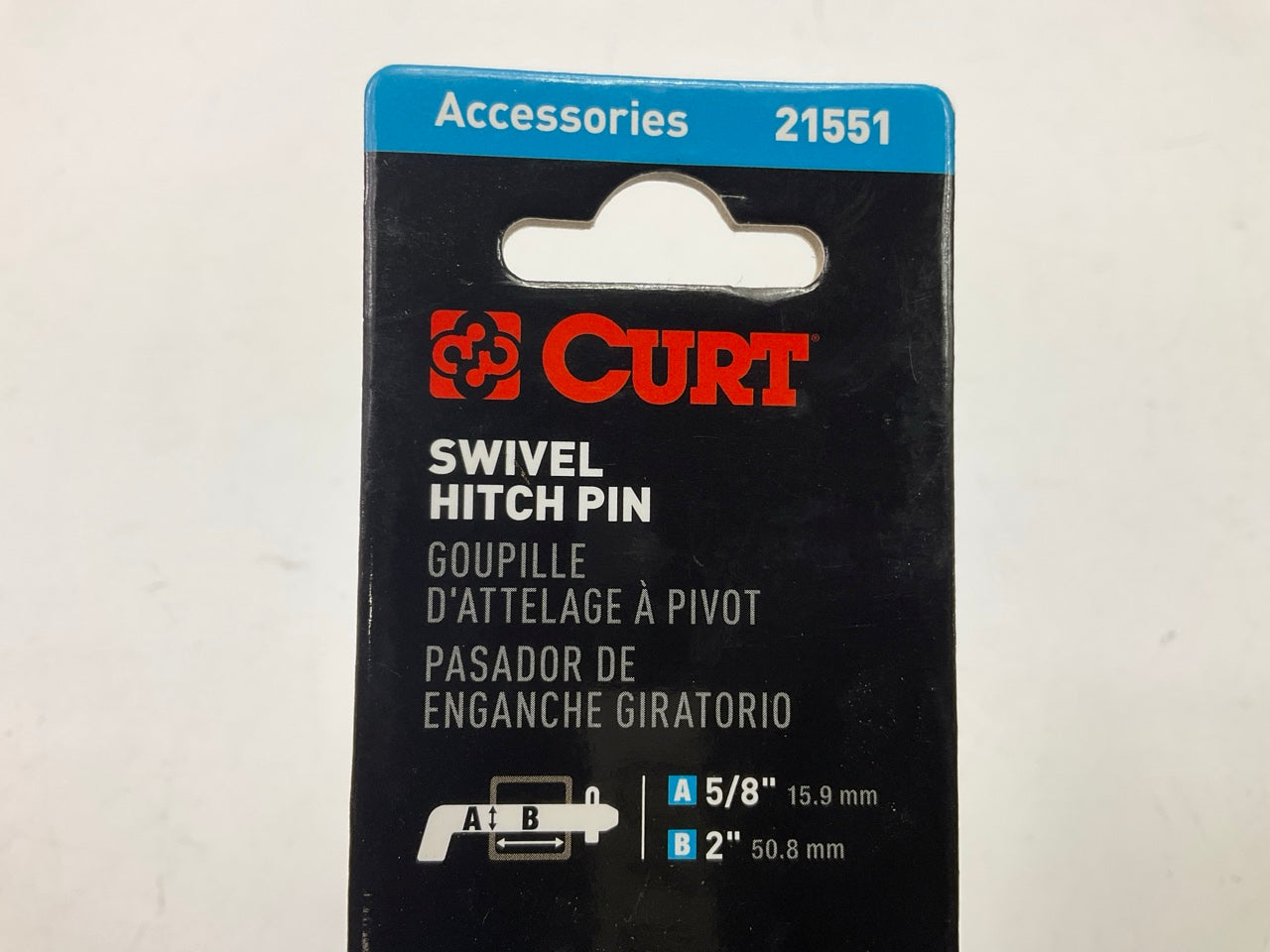 Curt 21551 5/8'' Swivel Hitch Pin (2'' Receiver, Chrome)