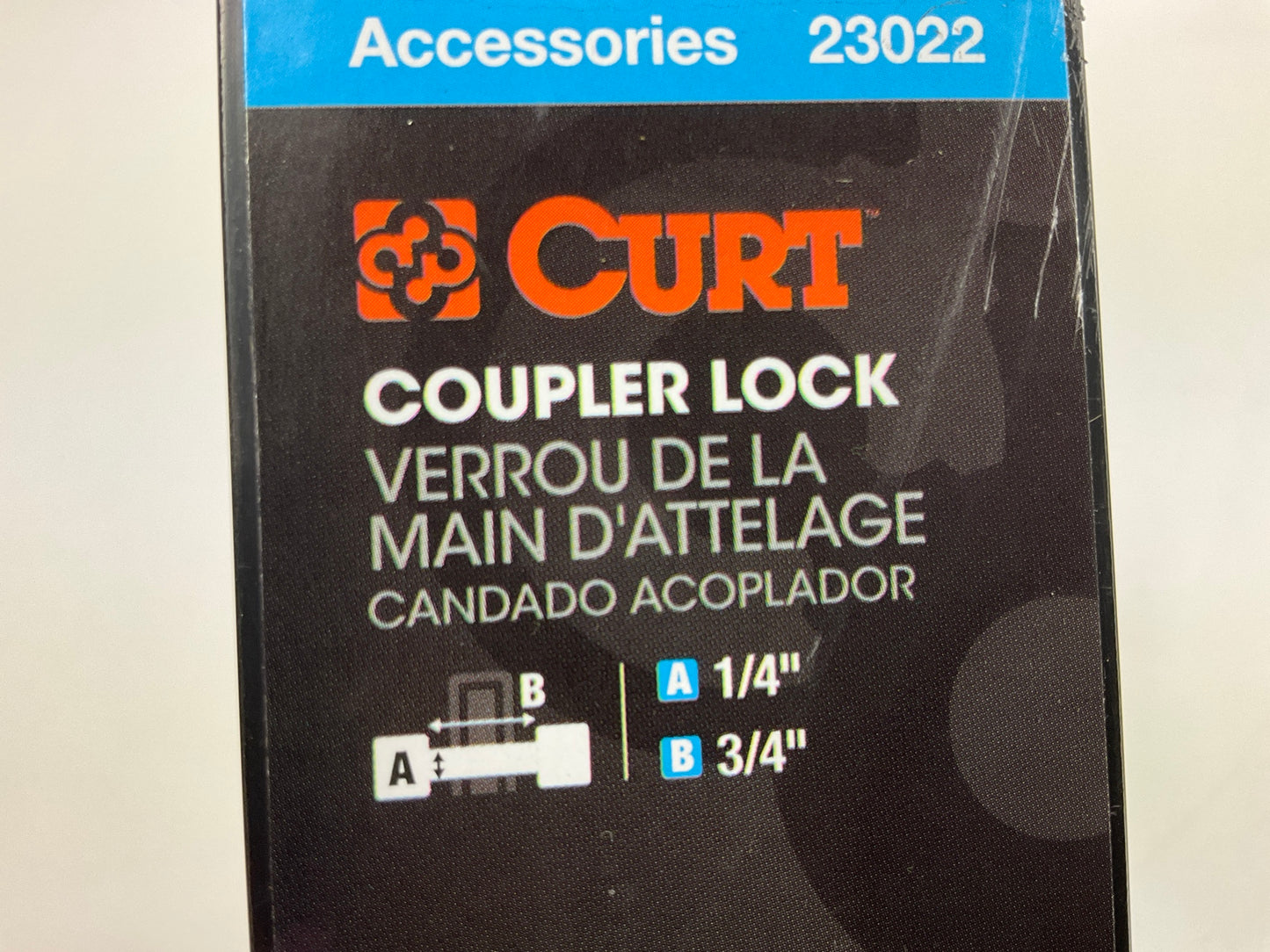 Curt 23022 Trailer Hitch Coupler Lock 1/4'' Pin, 3/4'' Latch Span- Padlock W/ Keys