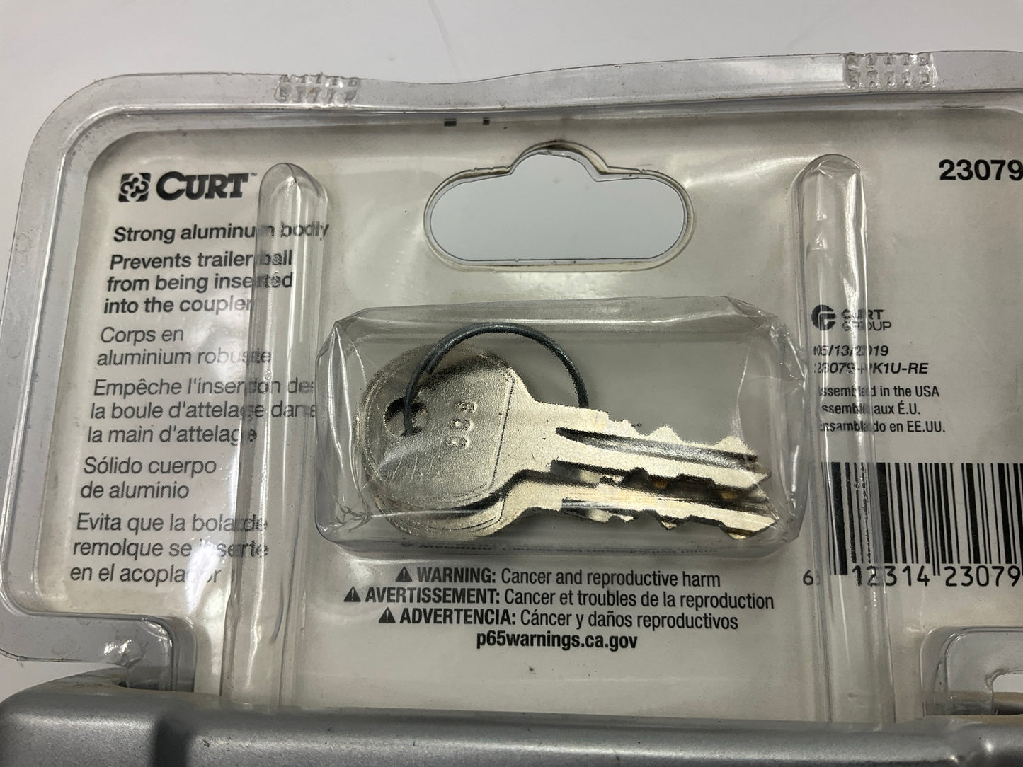 Curt 23079 Trailer Coupler Lock, For Most 2'', 1-7/8'' Couplers