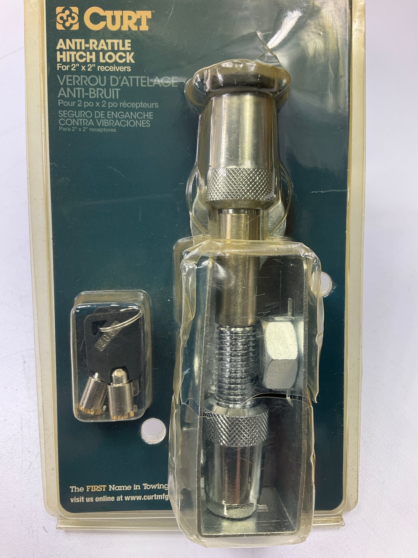 CURT 23590 Locking Trailer Hitch Pin For 2'' Receiver Anti-Rattle Kit With Lock
