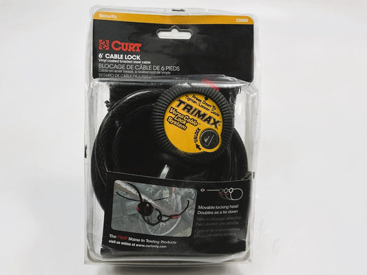 CURT 23666 HD Bike Cable Lock (6' X 3/8'' Cable, Vinyl-Coated Braided Steel)