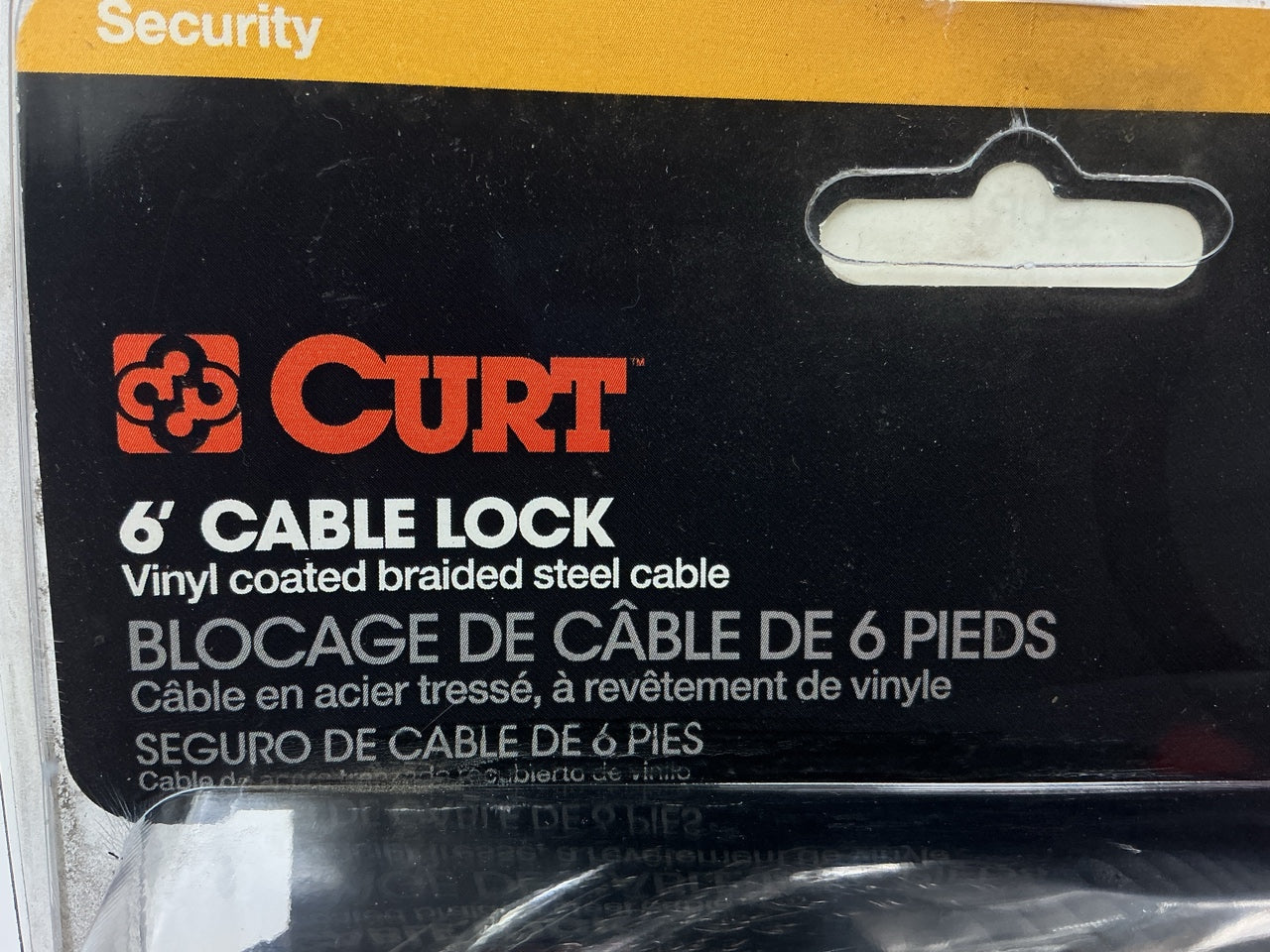 CURT 23666 HD Bike Cable Lock (6' X 3/8'' Cable, Vinyl-Coated Braided Steel)