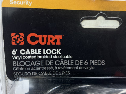 CURT 23666 HD Bike Cable Lock (6' X 3/8'' Cable, Vinyl-Coated Braided Steel)