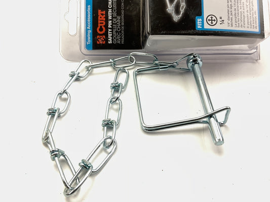 Curt 25013 1/4'' Trailer Coupler Safety Pin With 12'' Chain (2-3/4'' Pin Length)