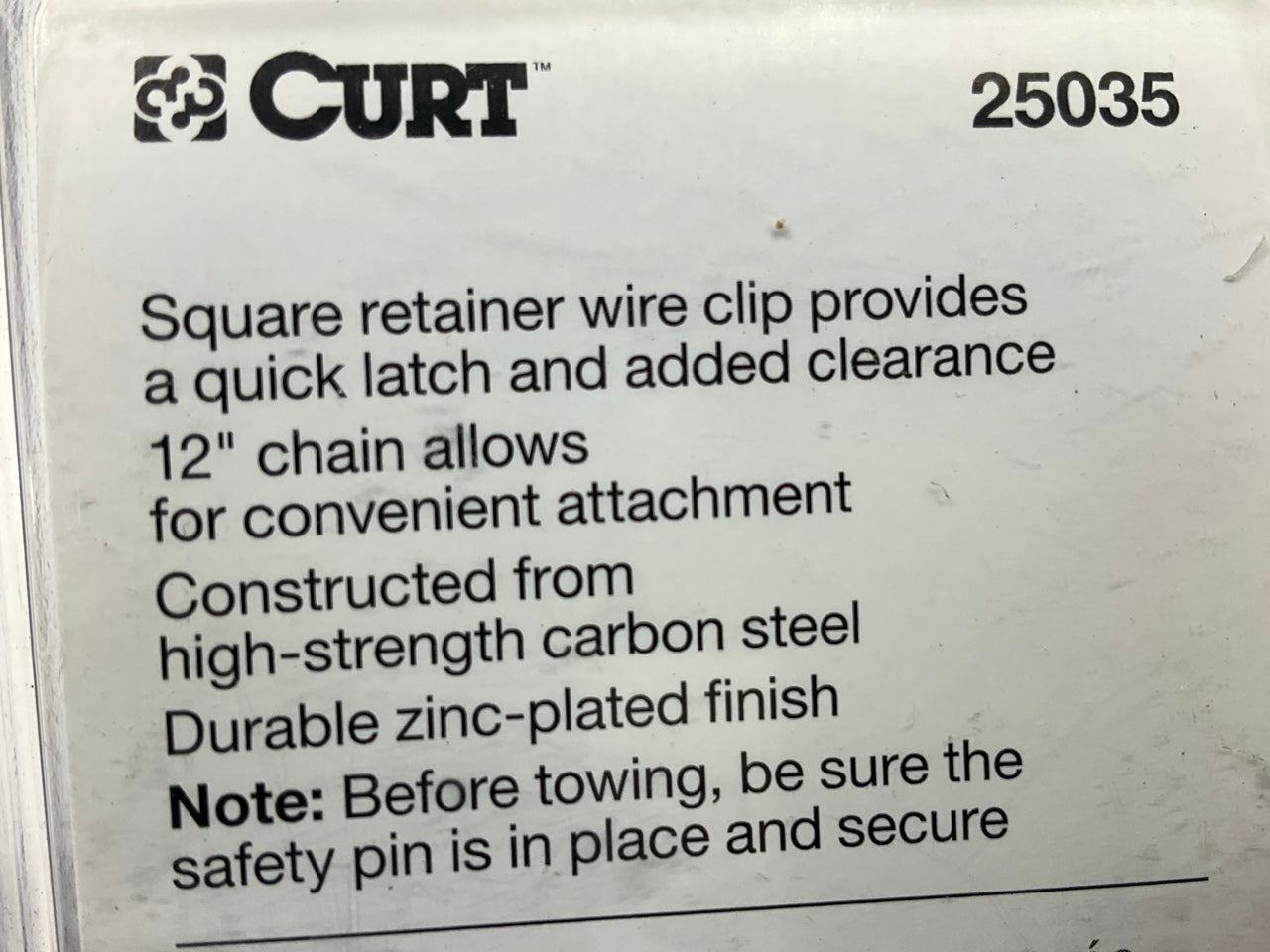 Curt 25035 5/16'' Trailer Coupler Safety Pin W/ 12'' Chain