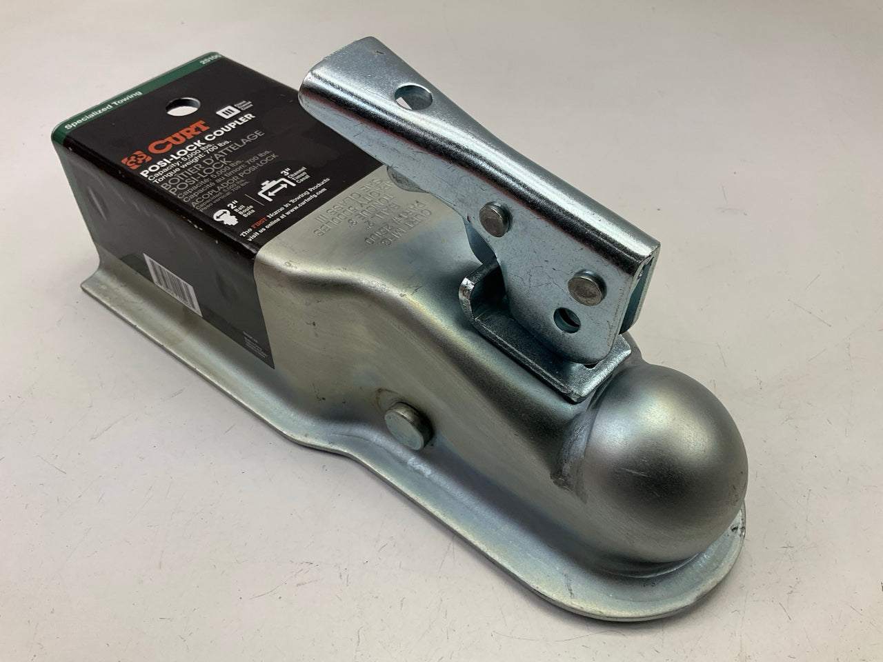 CURT 25100 2'' Straight-Tongue Coupler Posi-Lock (3'' Channel, 5,000 Lbs., Zinc)