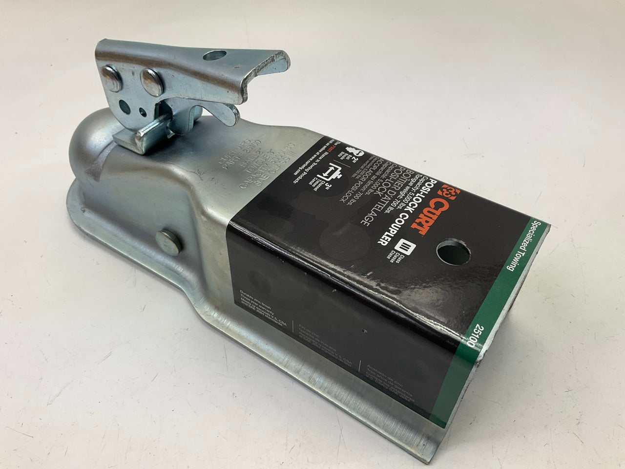 CURT 25100 2'' Straight-Tongue Coupler Posi-Lock (3'' Channel, 5,000 Lbs., Zinc)
