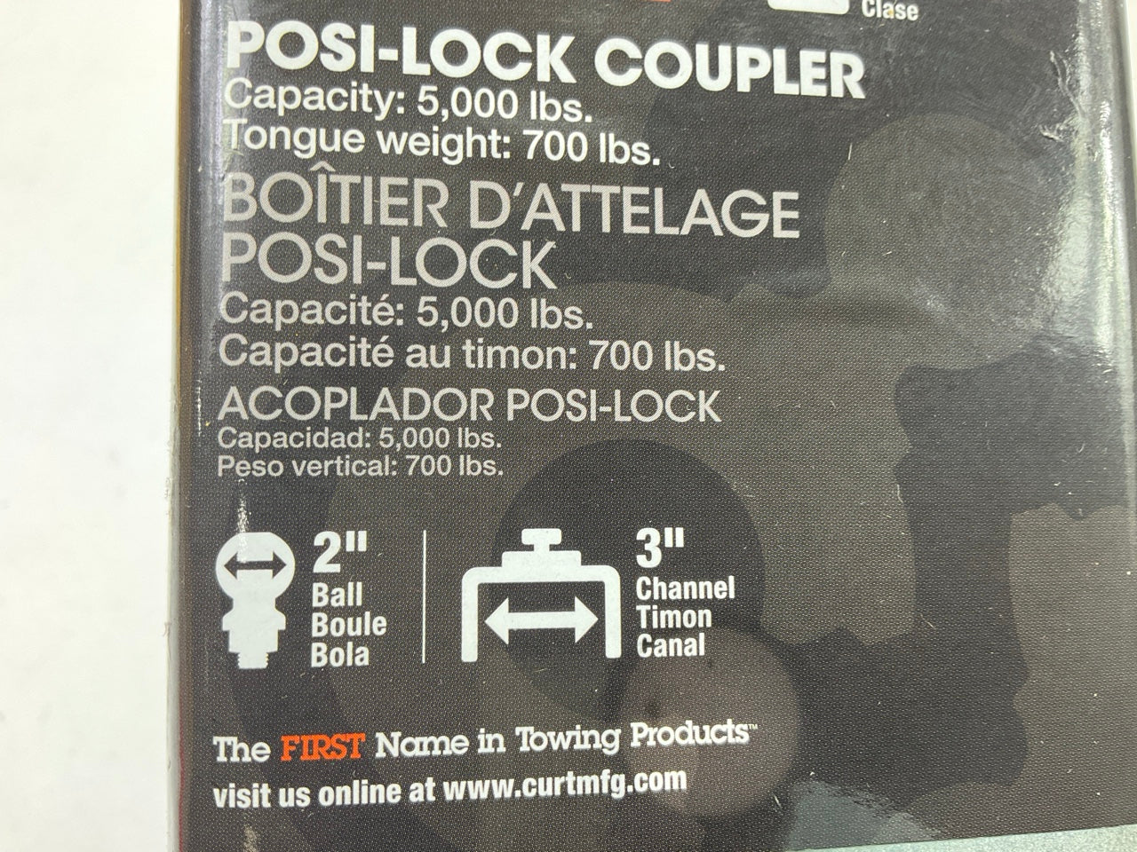 CURT 25100 2'' Straight-Tongue Coupler Posi-Lock (3'' Channel, 5,000 Lbs., Zinc)