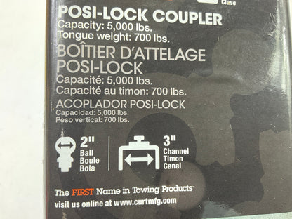 CURT 25100 2'' Straight-Tongue Coupler Posi-Lock (3'' Channel, 5,000 Lbs., Zinc)