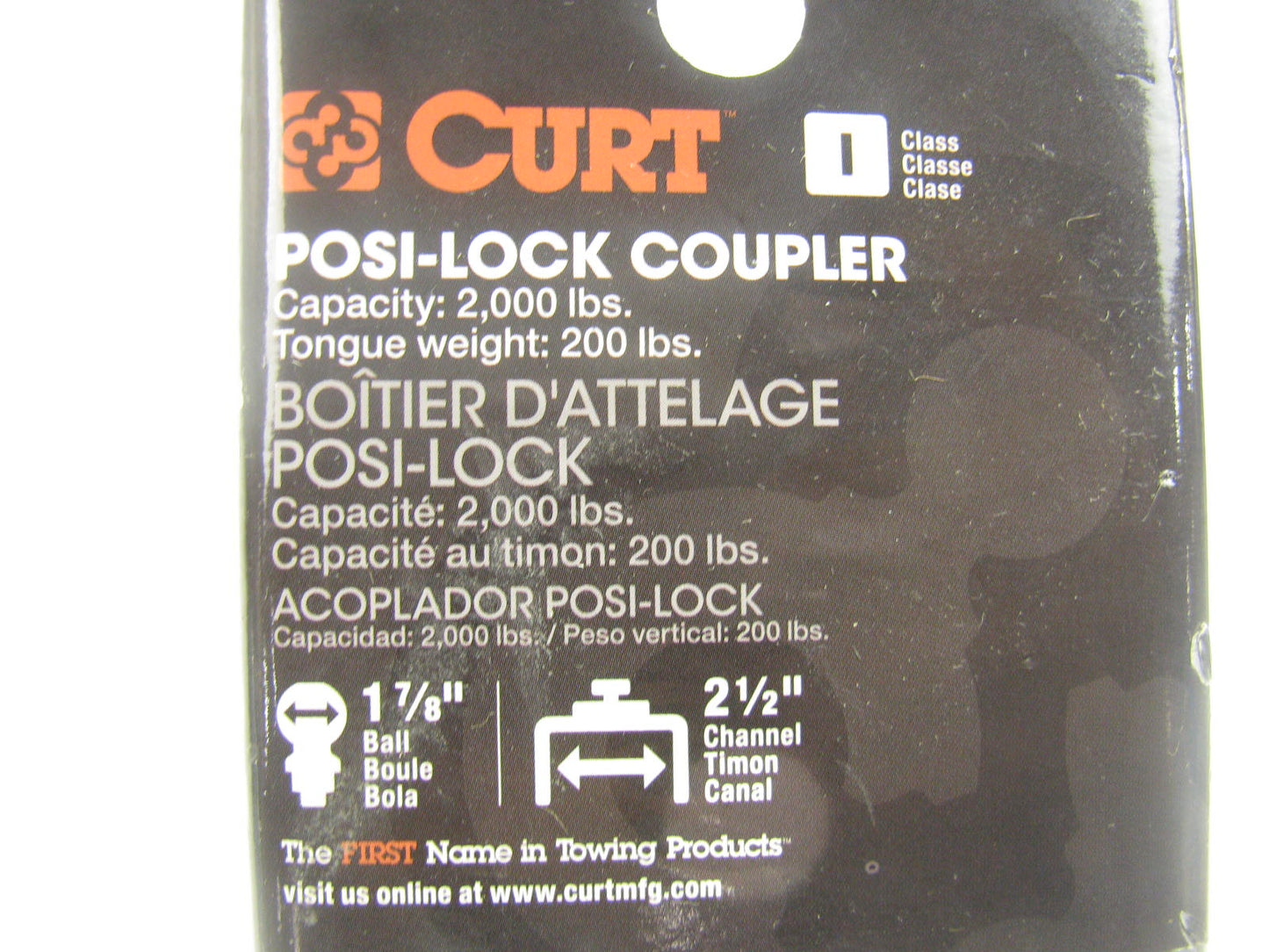 Curt 25105 1-7/8'' Straight-Tongue Coupler W/ Posi-Lock 2-1/2'' Channel, 2,000lbs