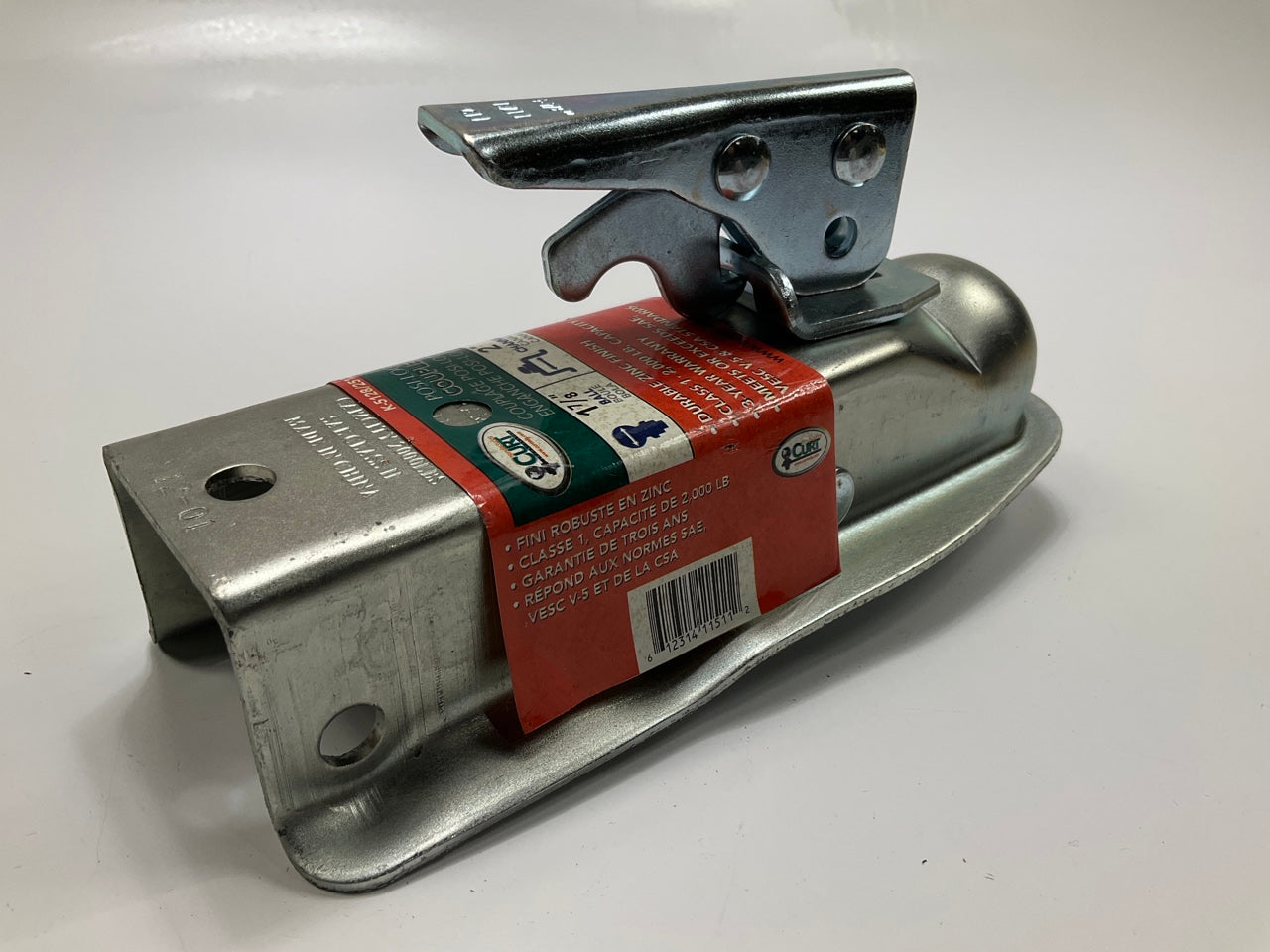 CURT 25128 1-7/8'' Straight-Tongue Coupler With Posi-Lock (2'' Channel, 2K, Zinc)