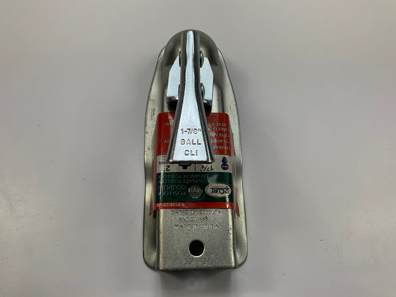 CURT 25128 1-7/8'' Straight-Tongue Coupler With Posi-Lock (2'' Channel, 2K, Zinc)