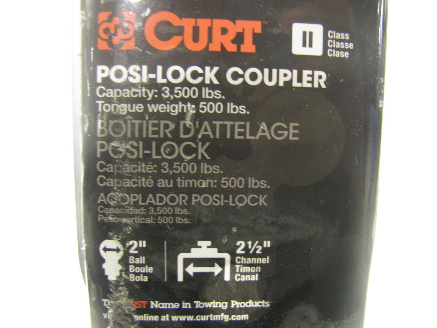 Curt 25135 2'' Straight-Tongue Coupler With Posi-Lock (2-1/2'' Channel, 3,500 Lbs)