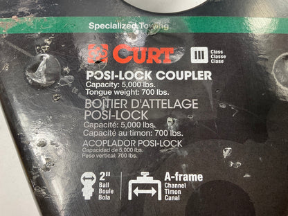Curt 25210 2'' A-Frame Trailer Coupler With Posi-Lock (5,000 Lbs, Black)