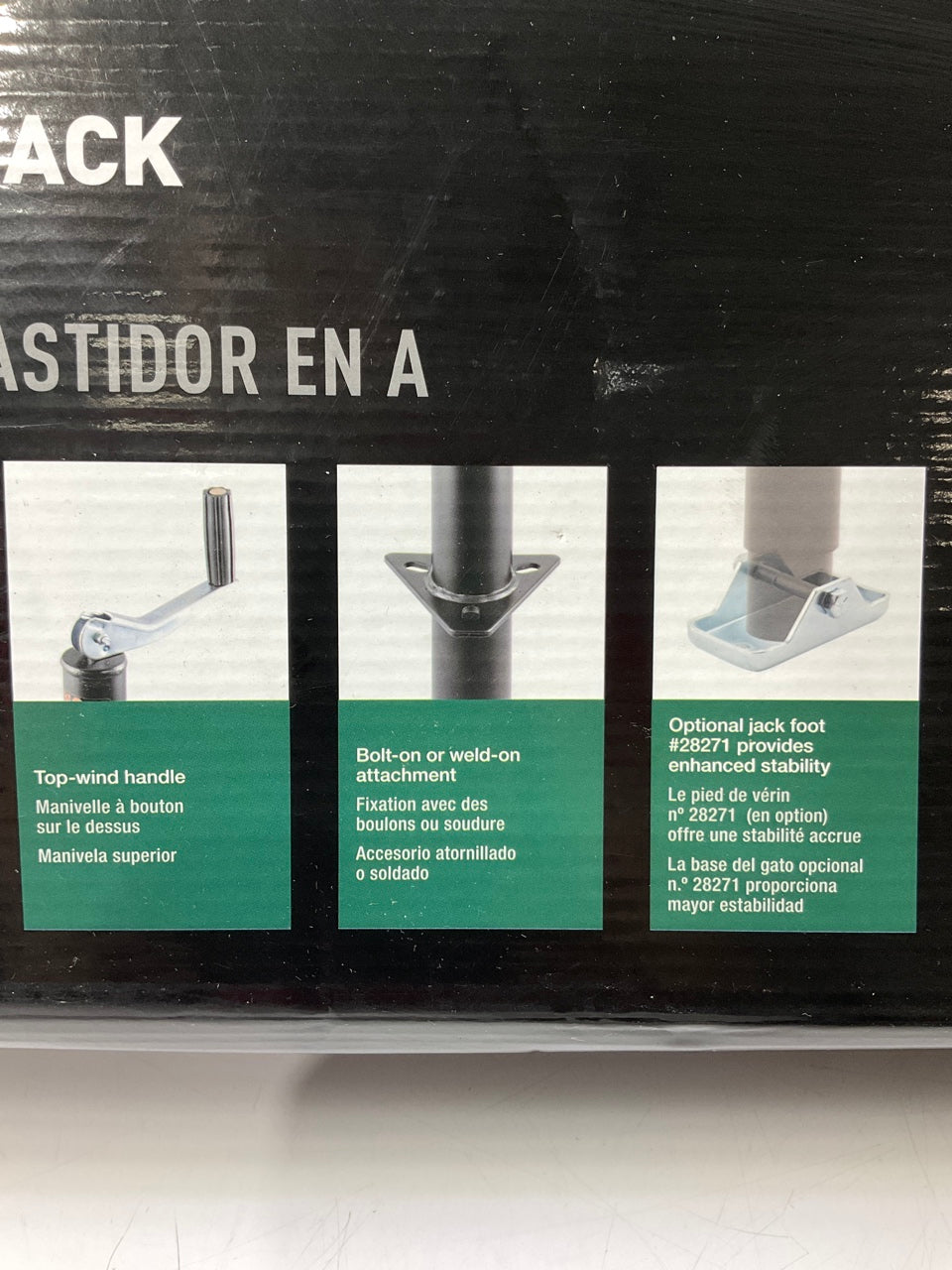 Curt 28203 Trailer A-Frame Jack With Top Handle 2,000 Lbs, 15'' Travel