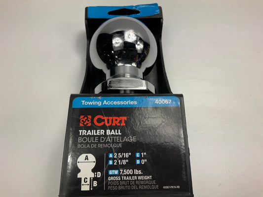 Curt 40005 2-5/16'' Trailer Hitch Ball (1'' X 2-1/8'' Shank, 7,500 Lbs., Chrome)