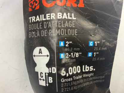 CURT 40033 2'' Trailer Ball (1'' X 2-1/8'' Shank, 1'' Rise, 6,000 Lbs., Chrome)